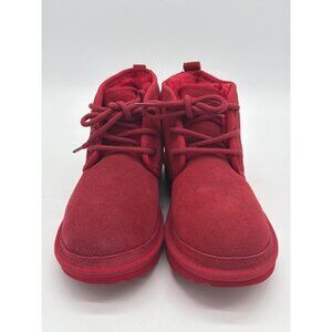 Ugg Youth Red Suede Lace-Up Boots Size 4 Cozy Faux Fur Lined Casual Style
